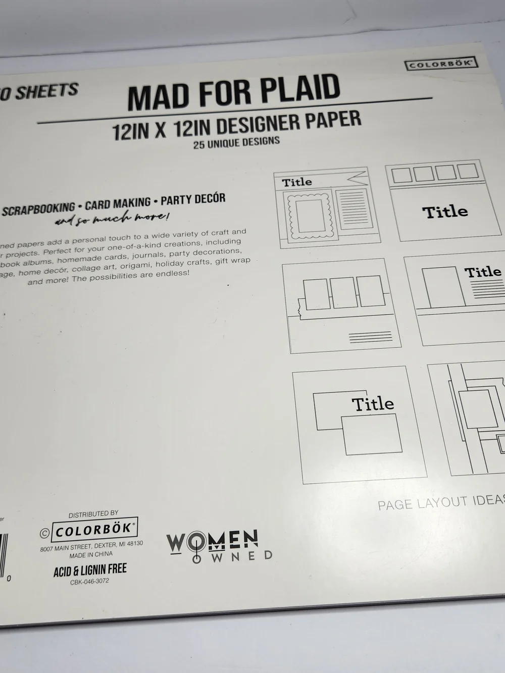 Mad for Plaid 12in x 12in Designer Paper - Red, Green, Black, White